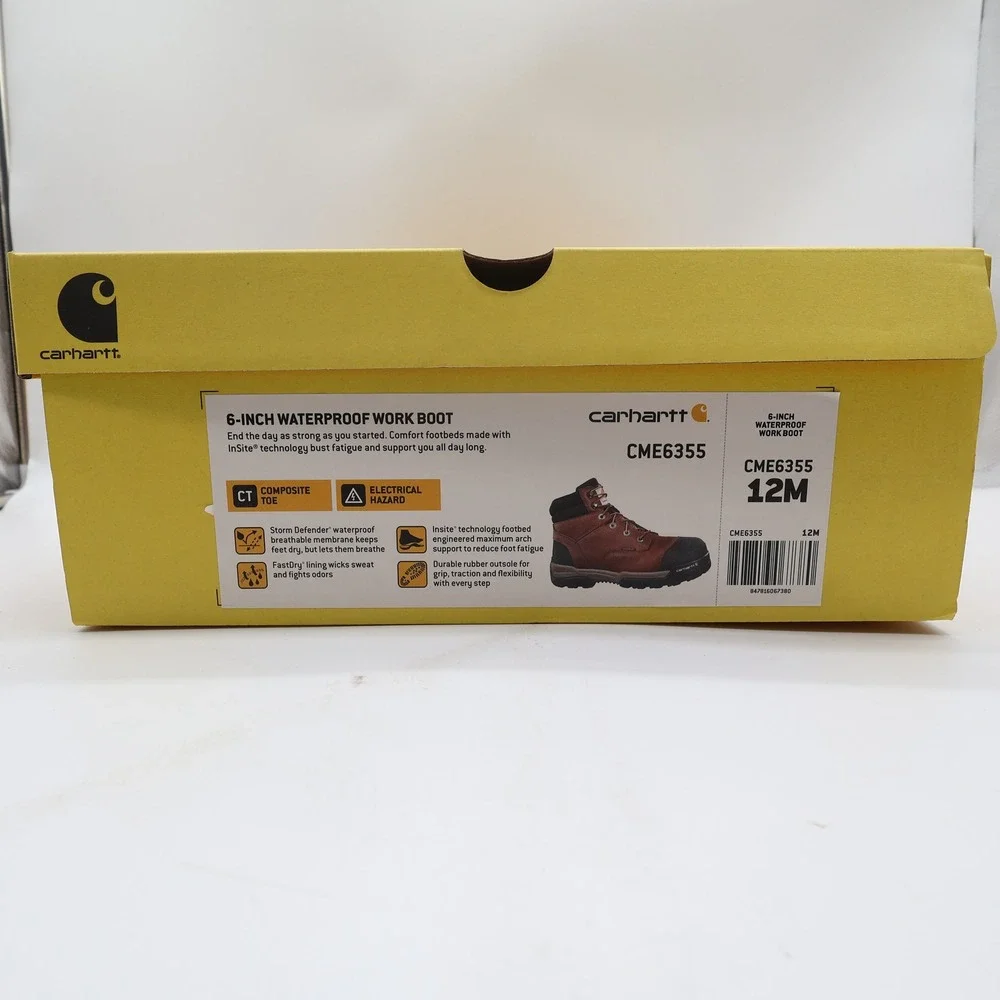 Carhartt CME6355 Work Boots Mens 12 M Brown Leather Waterproof Toe NWT